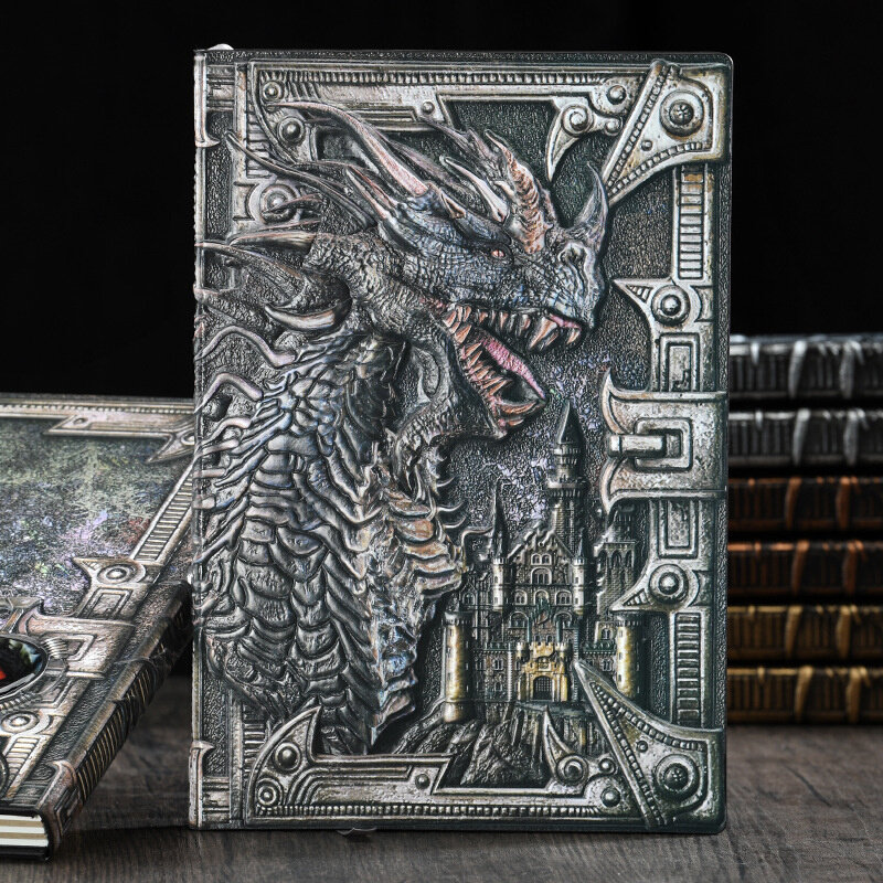 A5 Notebook Dragon Embossed Retro Hardcover Leather 10
