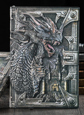 A5 Notebook Dragon Embossed Retro Hardcover Leather 10