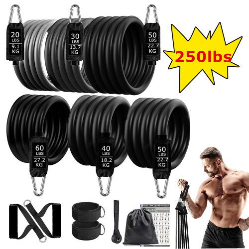 250lbs Resistance Bands Set Fitness Workout Gym Pull Rope