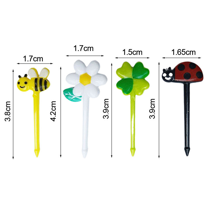 8Pcs Cute Cartoon Bees Fruit Forks Child Plastic Household