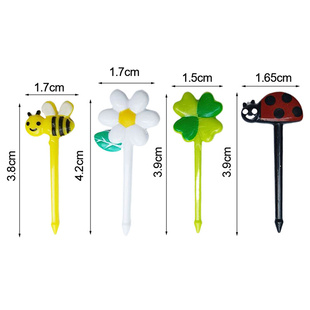 8Pcs Cute Cartoon Bees Fruit Forks Child Plastic Household