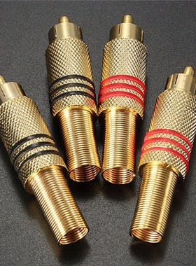 4Pcs 2Pair Gold RCA Phono Male Plug Solder Audio Video Cable