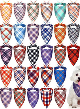 30 Pcs Dog Bandana Plaid Pet Bandana Dog Bib Scarf跨境专供代