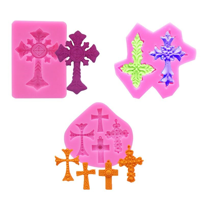 449C 3Pcs Cross Shape Cake Fondant Mold,Baptism Cake/Cupcake