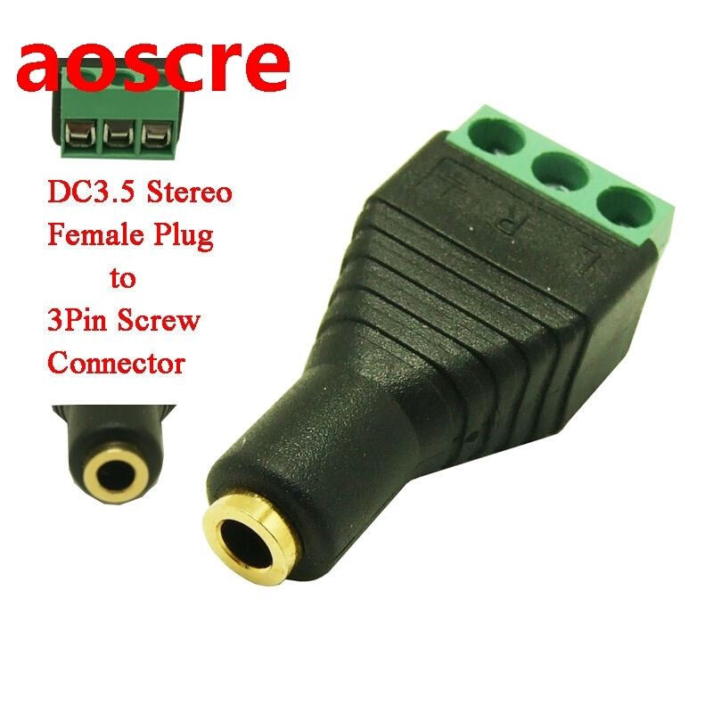 10pcs free shipping 3.5mm Stereo Female Plug To 3pin Screw