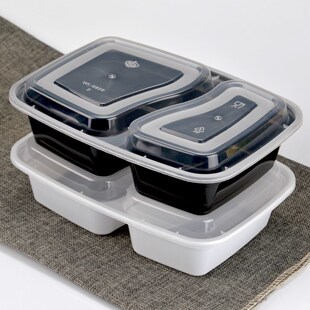 10Pcs/Set 2 Compartment Meal Prep Plastic Food Container Lun