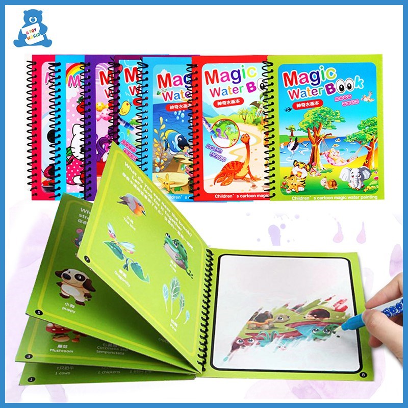 8 Types Montessori Toys Reusable Coloring Book Magic Water D