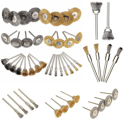 Mayitr 2 Pcs Brass Steel Wire Brush Polishing Wheels Set Ki