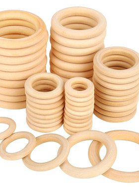 20/30/40/50/60/70/80mm Unfinished Wooden Rings Solid Color