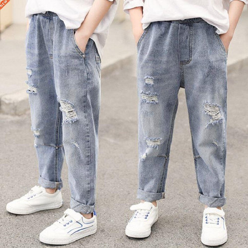 IENENS 4-13 Years Boys Clothes Slim Straight Jeans Classic B