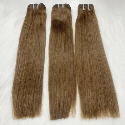 12A Bone Straight Double Drawn Human hair Bundle Brown Color