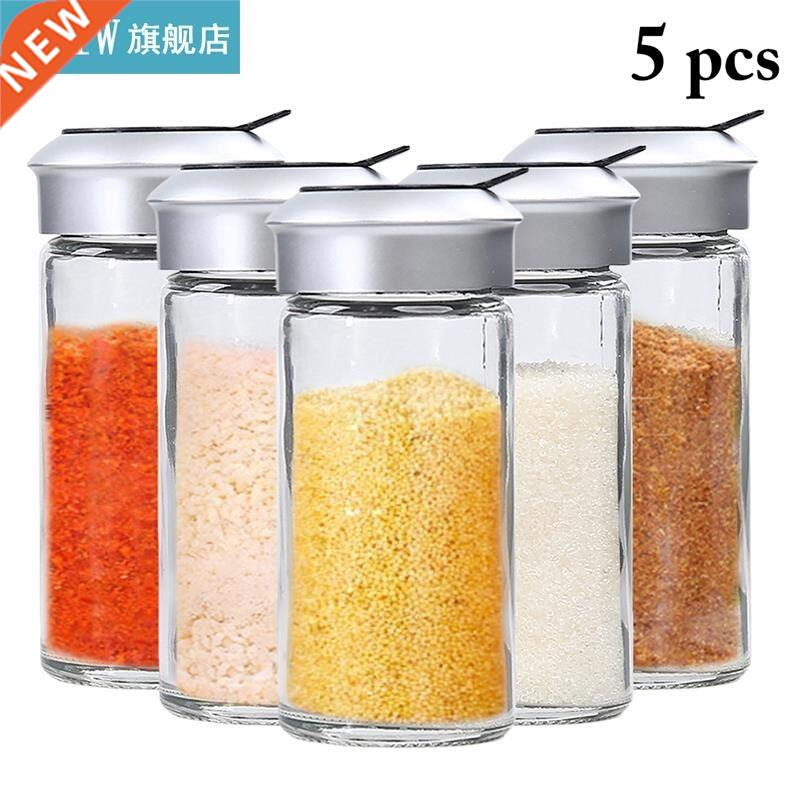 5pcs/set Seasoning Bottle Clear Glass Seasoning Shak