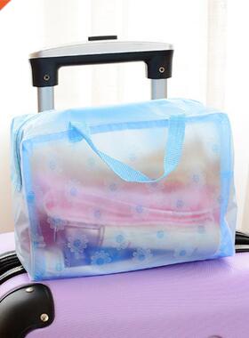 Waterproof PVC Cosmetic Storage Bag for Women Floral Transpa