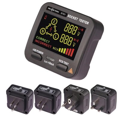 Digital Socket EU UK AU US Tester Plug Polarity Detector Le