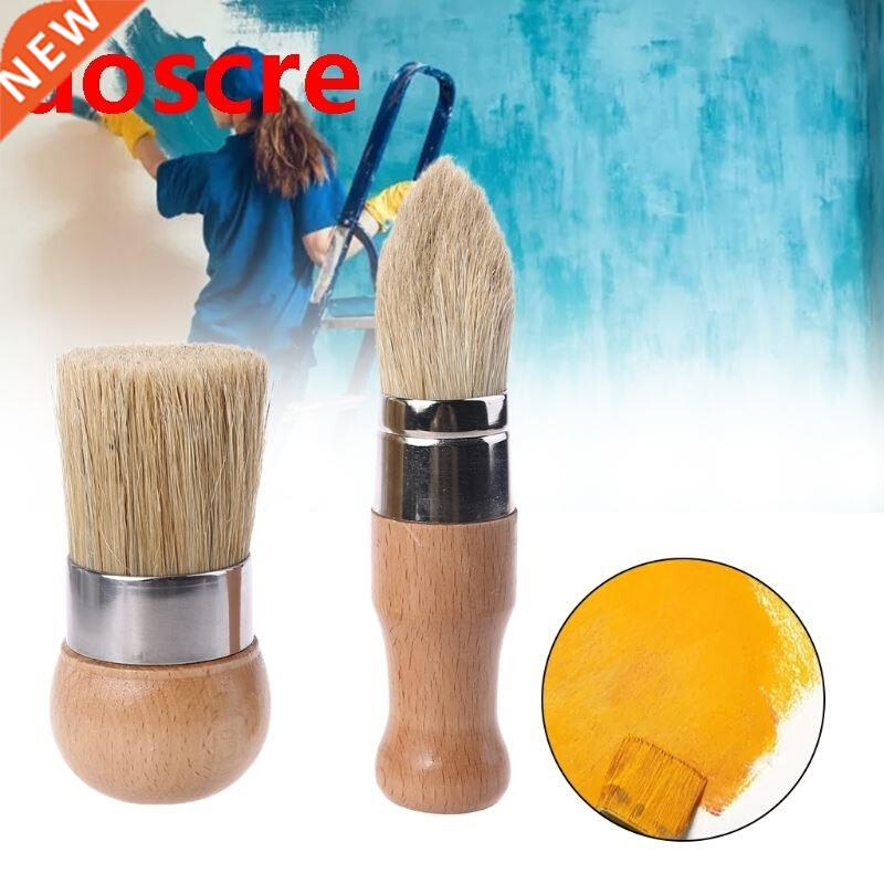 2Pcs/Set Round and Pointed Chalk Paint Wax Brush Ergonomic W