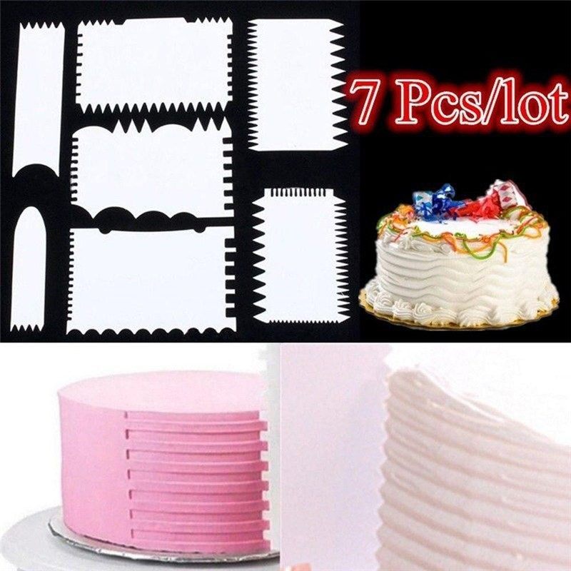 7 PCS Cake Scraper Cake Edge Decorating Tool Scrappers Cutte