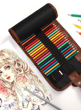 *JIANW 72 Holes Foldable Canvas Pen Curtain Color Pencil Can