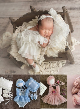 0-1Month Newborn Photography Props Baby Hat Headband Lace Ro