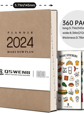 A5 Daily Weekly Monthly Planner 2024 Agenda Book Sketchbook