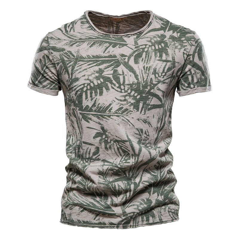 AIOPESON 2021 Hawaii Style  Cotton T-Shirt Men O-neck Pr