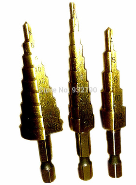 3pcs Step Drill Bits 3-12mm 4-12mm 4-20mm Hss Power Drilling