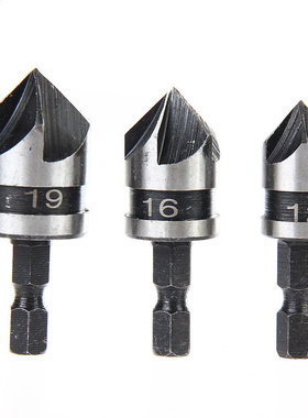 3Pcs/set New 90 Degree 1/4 Hex Shank Drill Bit 5 Flute 12-19