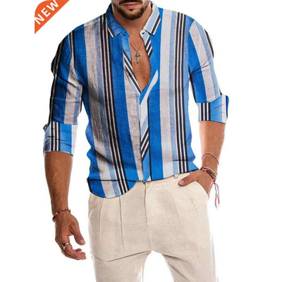 Men's Shirt Long Sleeve Hawaiian Social Luxury Butto