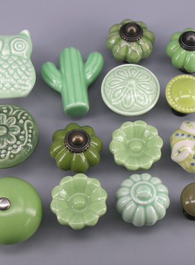 1x Green color series Ceramic Knobs  Dresser Drawer Cabinet