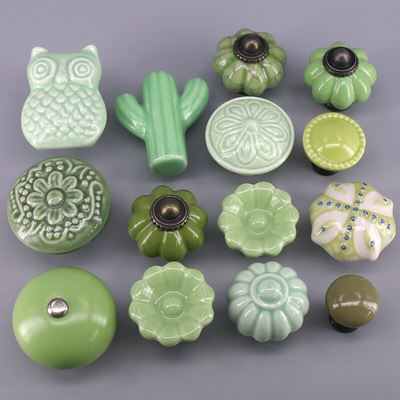 1x Green color series Ceramic Knobs  Dresser Drawer Cabinet