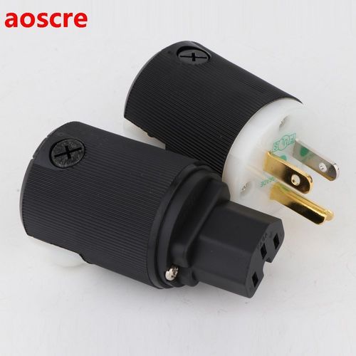 Hifi Audio  A pair  gold plated  US Power PlugIEC Connecter