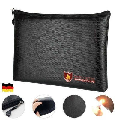 Black Fireproof Document Pouch Bag Money Safe Cash Box Secr