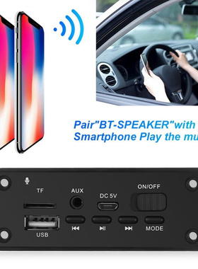 Bluetooth 5.0 Car Loudspeaker FM Radio MP3 Music Player Deco