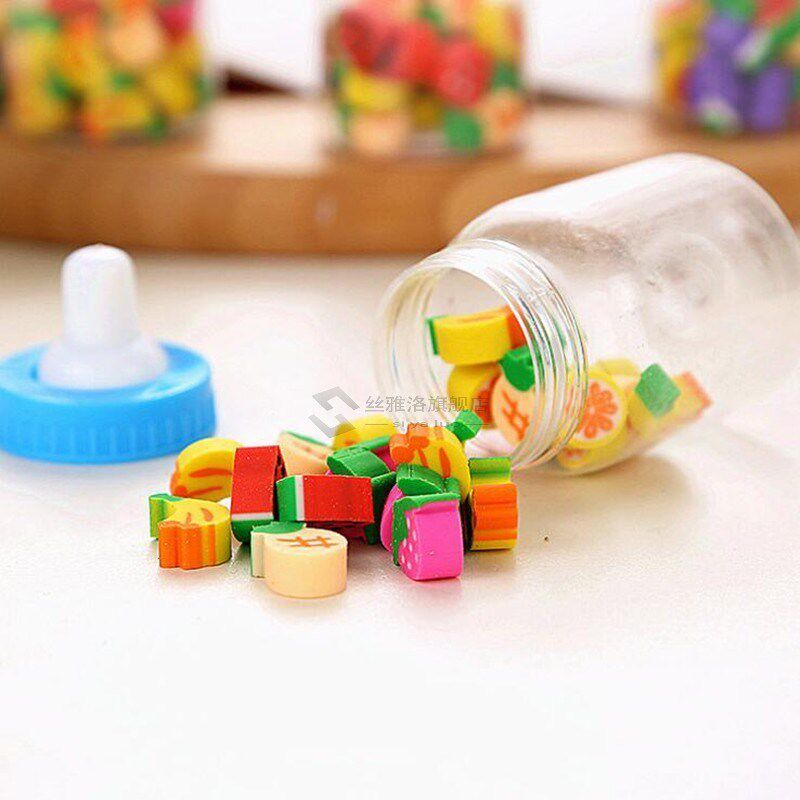 1pc (18-22 Tablets) Milk Bottle Eraser Fruit Animal Christma