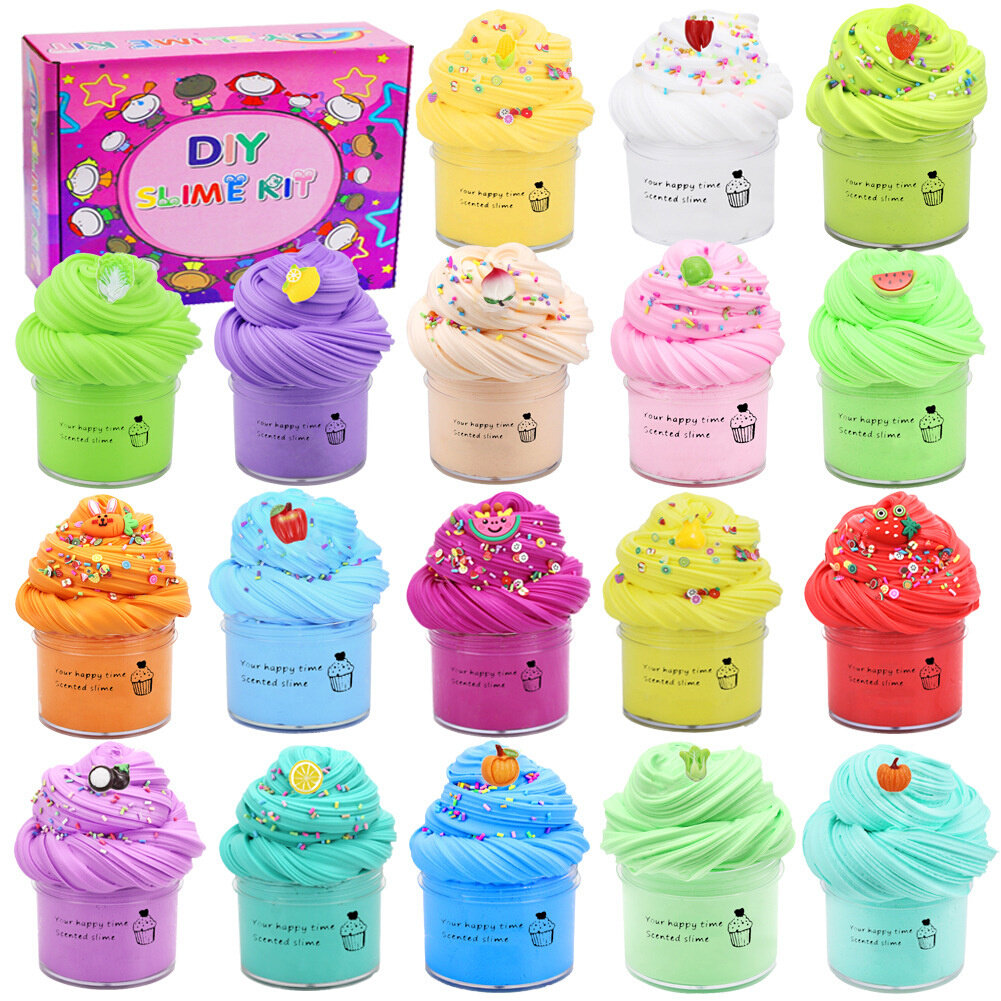2Pack 70-180ml Cloud Slime Kit Peach Slime Charm Scented DIY