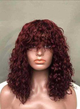 #99j double drawn bouncy curly bob wig 220% density human
