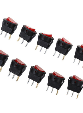 10pcs Red Light ON-OFF SPST Round Rocker Switch 6A/250V 10A/