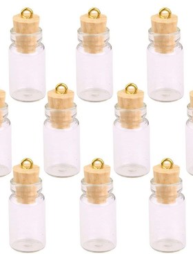 10Pcs Mini Glass Bottles Small Vials Cork Miniature Clear Gl