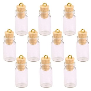 10Pcs Mini Glass Bottles Small Vials Cork Miniature Clear Gl