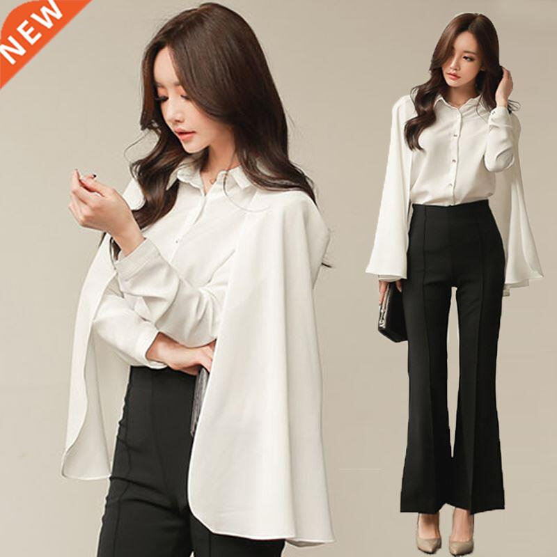 S-XXL Plus Size Women Shirts Cloak Sleeve Cape Blouse Chiffo