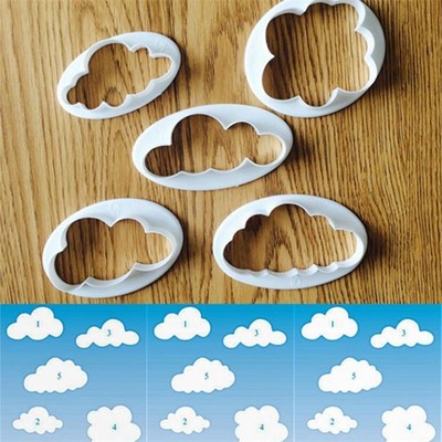 5Pcs/set Fondant Cutter Cloud Plastic Cake cookie biscuit Cu