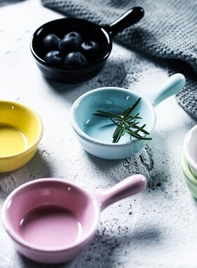 1pc Ceramic Sauce Dish Solid Color Dipping Plate Seasoning D