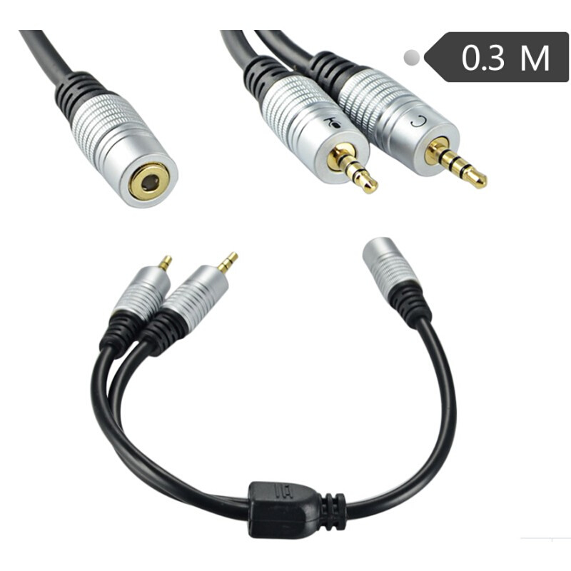 DC 3.5mm TRRS 4Pole female to 2 3.5mm male input TRS Audio