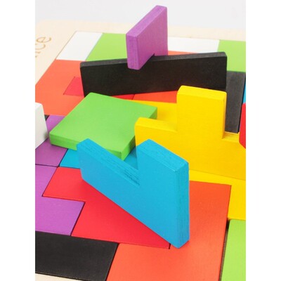 Tetris block jigsaw puzzle wooden toy for 3-6-8-12 year old