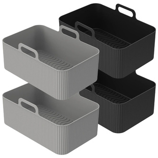 2PCS Air Fryer Silicone Tray Dish Dual 2 Basket Baking Pan O