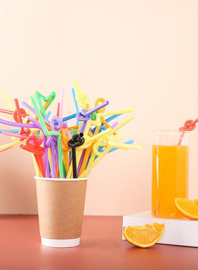 100PCS Multicolor Straws Extra Long Plastic Drinking Straws