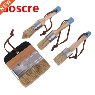 4 Pcs Round Flat Pointed and Wide Chalk Paint Wax Brush Ergo