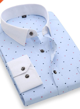 Young People Fashion Men's Printed Casual Shirts Lon