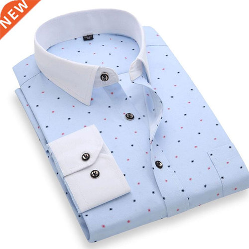 Young People Fashion Men's Printed Casual Shirts Lon