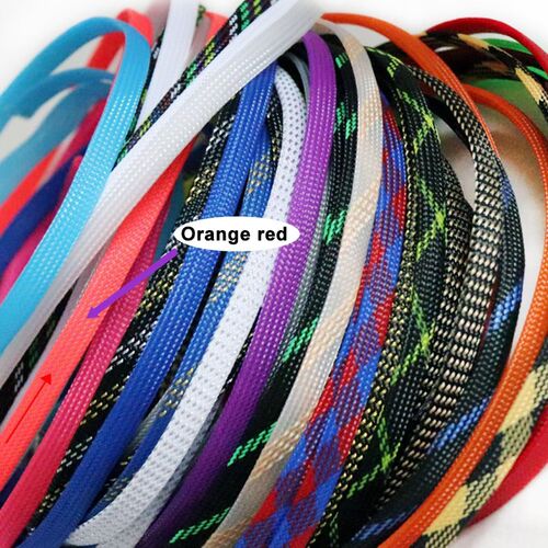 Orange Red 8-25mm Cable Sleeves Encrypted Snakeskin Mesh Wir