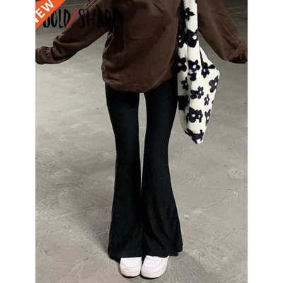 Bold Shade Grunge 90s Urban Style Boot Cut Pants High Waist